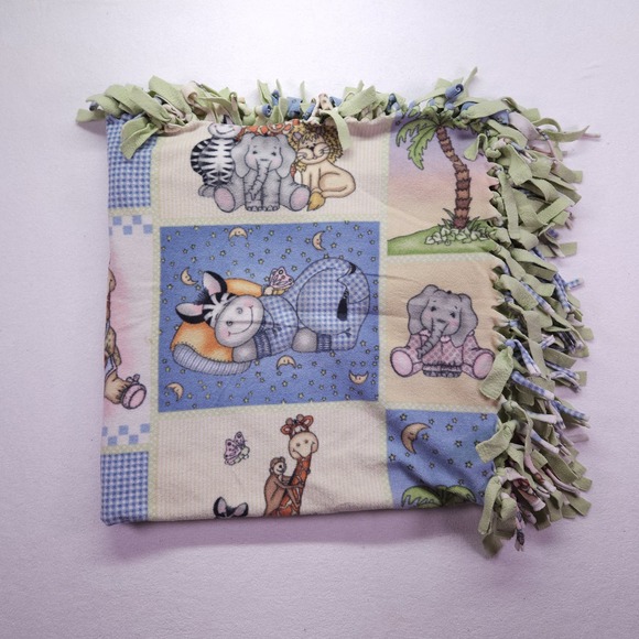 Safari Jungle Zoo Animals Blanket 45x42" Fleece Baby Unisex Crib Lap Cute - Picture 2 of 8